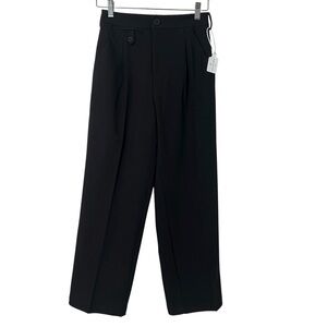 Petite Studio Andre Pleat Front Straight Leg Trouser Black XS NWT Office Career